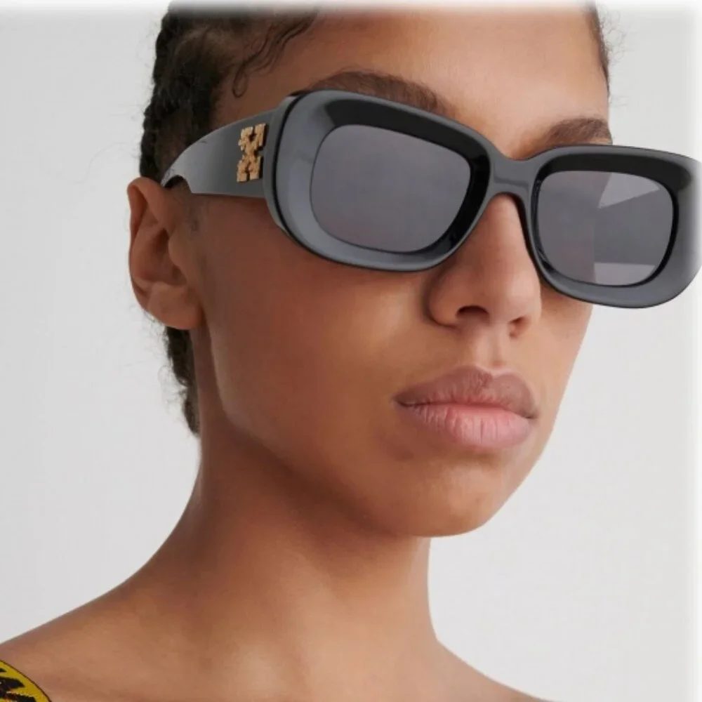 NEW OFF-WHITE CARRARA 007 BLACK OVAL UNISEX SUNGLASSES OFF-WHITE CARRARA